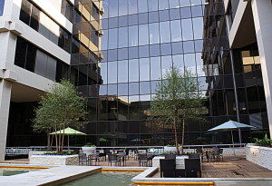 A building with glass windows